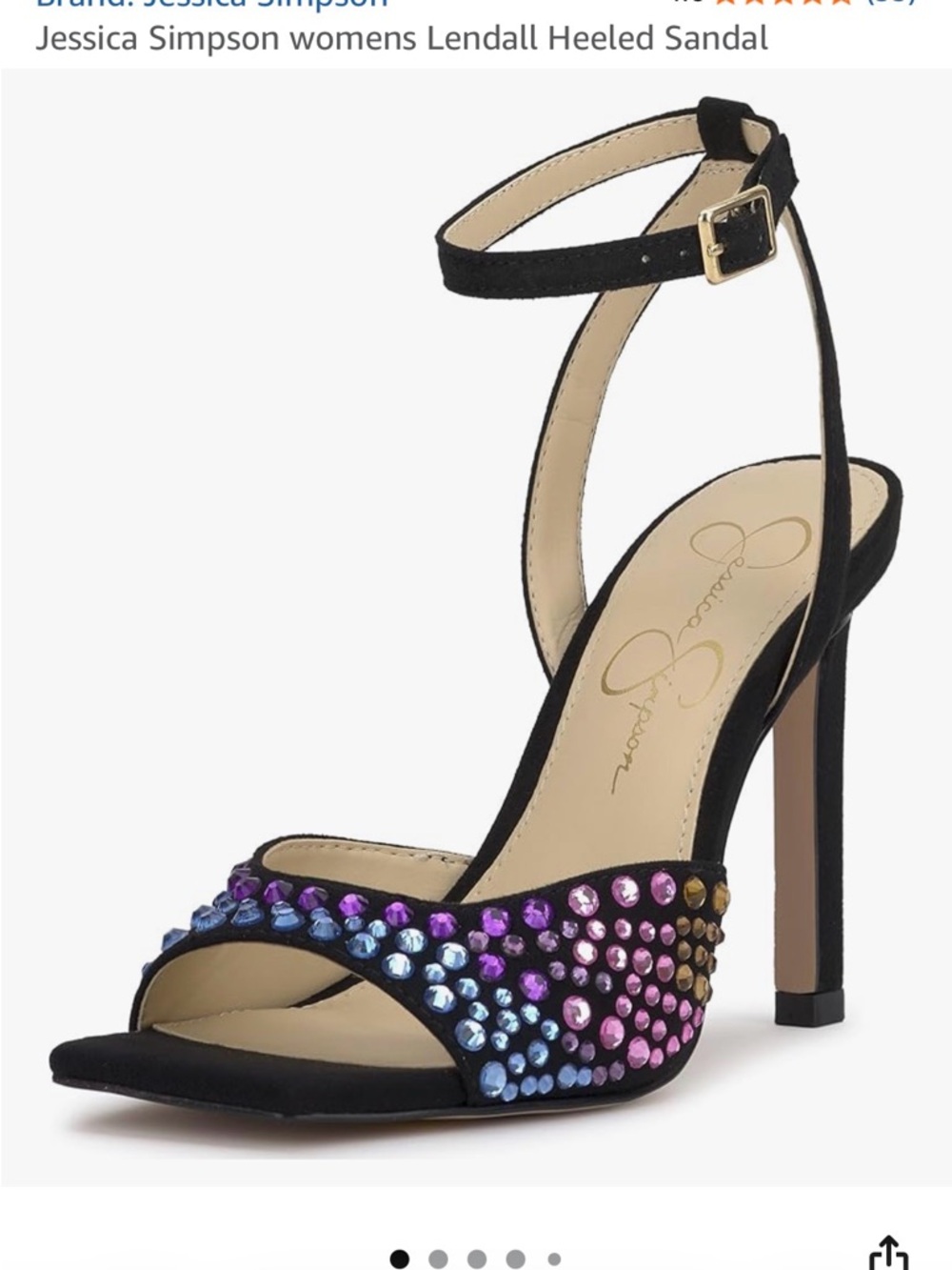 Jessica Simpson Black Heeled Sandal with Multicolor Rhinestones